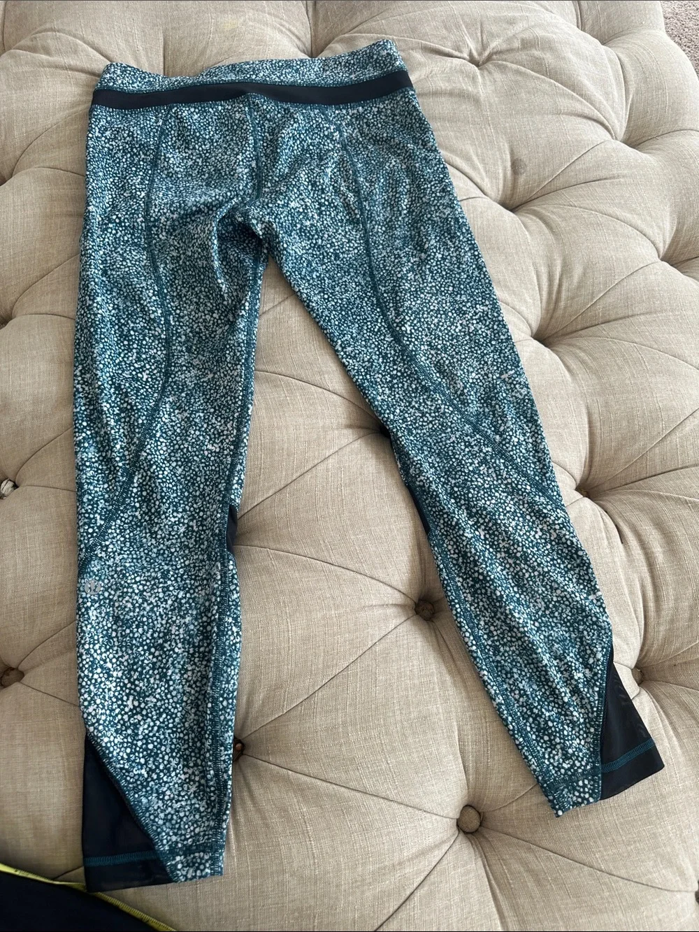 lululemon athletica Teal Speckle Leggings with Black Panels